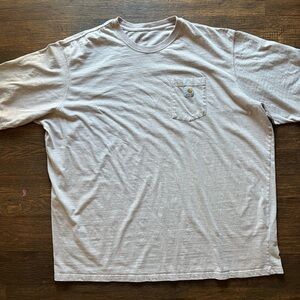 Men's Carhartt T-Shirt Beige Logo Pocket 5XL Original Cotton Workwear Oversized